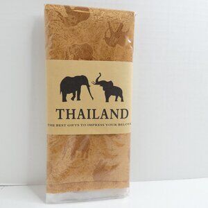 100% Silk Scarf Gold Embossed Lucky Elephant 73" x 27" NWT